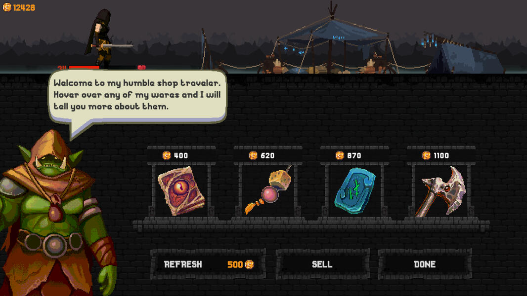 Buy new artifacts at the shop
